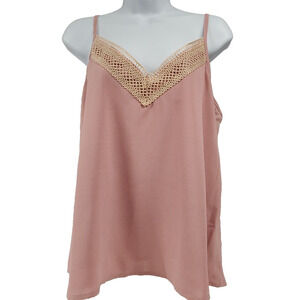 Emery Rose Womens Cami Tank Top Pink Lace Fairy Cottage Core Size M New